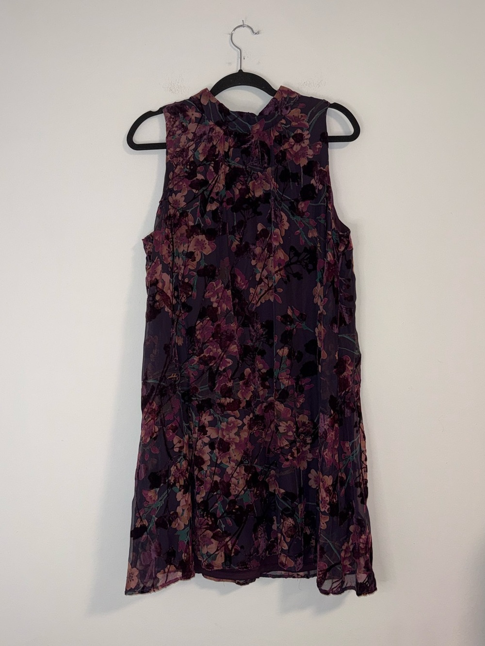 Tommy Hilfiger Floral Velvet Burnout Sleeveless Mock Neck Shift Dress Sz 14